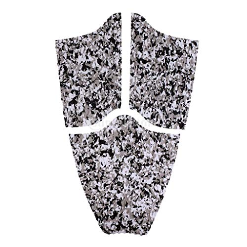 Set of 9 Pieces Kitesurf Kiteboard Surfboard Traction Full Deck Pad Non-Slip and Ultra-Light - Black White Camo