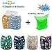 Babygoal Baby Reusable Washable Pocket Cloth Diaper, Baby Boy Clothes, 6pcs diapers+ 6pcs Microfiber Inserts+One Wet Bag 6fb11