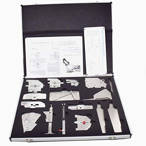 Anncus 16pcs Welding Gauge Tool Kit with Brief Case Type Taper Gage HI-LO Test Ulnar Pipe Pit Ruler MG-8 Cam Welder Inspection