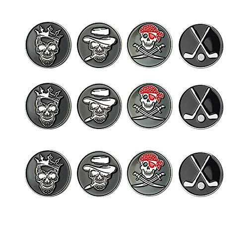 GOLTERS Golf Ball Markers Assorted Patterns Value Pack of 12 Golf Gifts, Golf Cap Clips and Divot Repair Tools Parter Accessories Sets for Men Women Kids Golfer(Skull Ball Markers) - Thumbnail 5
