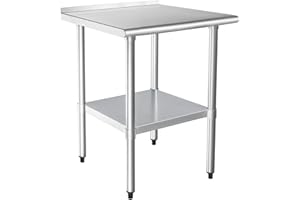 HARDURA Stainless Steel Table Prep & Work Table 24 x 30 Inches NSF Heavy Duty Commercial with Undershelf and Backsplash for R