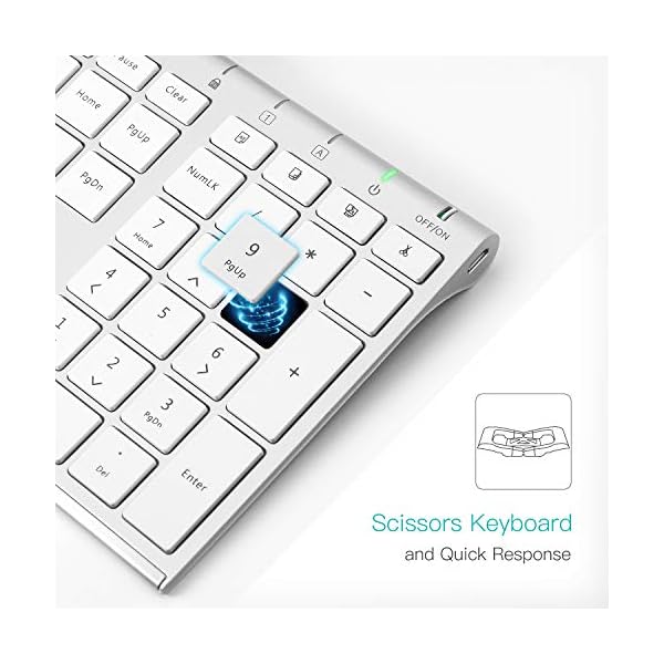 Wireless-Keyboard-and-Mouse-Combo-Sonkir-K-18-24GHz-Ultra-thin-Aluminum-Full-size-Keyboard-with-Free-Cover-Film-3-Adjustable-DPI-Mouse-Set-for-Windows-Laptop-PC-Computer-Smart-TV-Silver Wireless Keyboard Mouse Combo, Sonkir K-18 Full-Size Ergonomic 2.4G Cordless Keyboard with Protective Film and Silent…