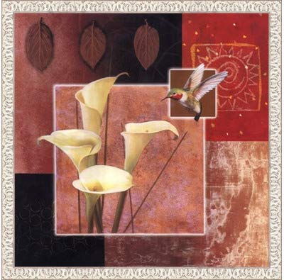 カラーリリー柄/バタフライby Tan Chun &ndash; 26 x 26インチ &ndash; アートプリントポスター LE_218792-F9711-26x26  Ornate White Frame B01NCZSABI