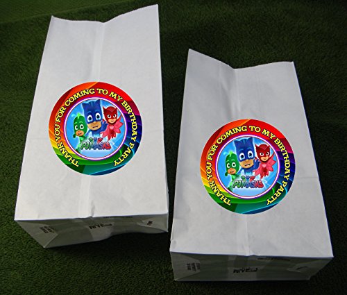 12 PJ Masks Birthday Party Favor BAGS with Stickers #7