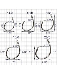 Shaddock Fishing Tuna Circle Hooks Acero Inoxidable Big Game Gancho de Agua Salada 30 Unids Extra Fuerte Short Shank Circle Hook 8   0 20   0