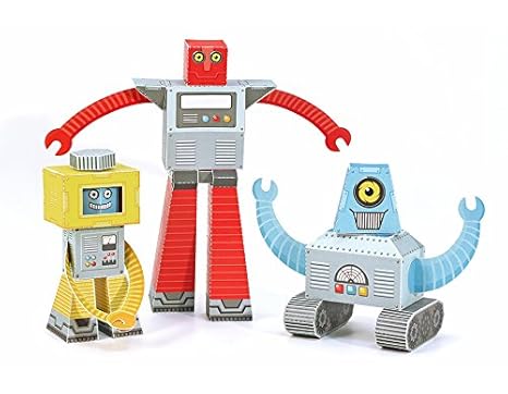 POWERHAUS24 Roboter Bastelvorlage, bewegliches Papier Spielzeug zum Basteln & Spielen
