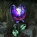 Exhart Solar Glass Flower Stakes, Stakes, Variety of Colors, Outdoor lights, Accented Light for Garden or Yard or Driveway, Solar-Powered, Purple