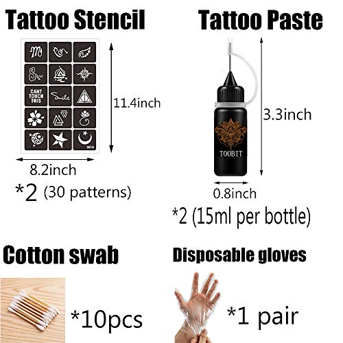 Temporary Tattoo kit Jagua Gel Tattoos 3 Bottles Black Brown （1.5oz
