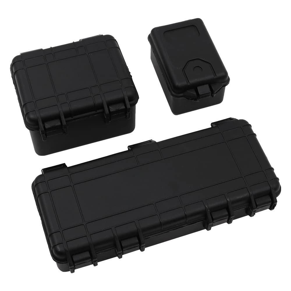 WANGCL 3PCS RC Tool Box Trunk Decoration Accessories for 1:10 RC Crawler Car Traxxas Trx4 Axial Scx10 90046 CC01 D90 D110 -Black