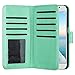 ULAK S6 Case, Galaxy S6 Case, S6 Wallet Case, Luxury Fashion PU Leather Case Magnet Wallet Folio 9 Card Multi-Slots Flip Cover for Women for Samsung Galaxy S6 (Mint Green)