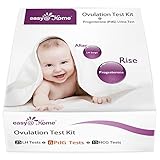 Easy@Home New FDA Registered 6 Progesterone (PdG) Test, 25 Ovulation (LH) Test and 15 Pregnancy (hCG) Combo Urine Test Strips Kit, More Reliable Fertility and Ovulation Tracking Home Test Kit