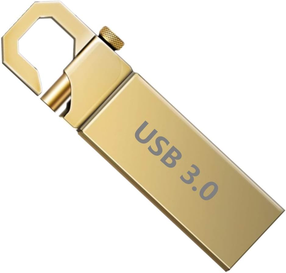 GNODSON 256GB Gold 3.0 Storage Thumb U Disk Waterproof USB Flash Drive Metal Pen Drive Real Capacity 256GB cle USB Memory Stick Key Chain U Disk for Computer car Office (256 GB)