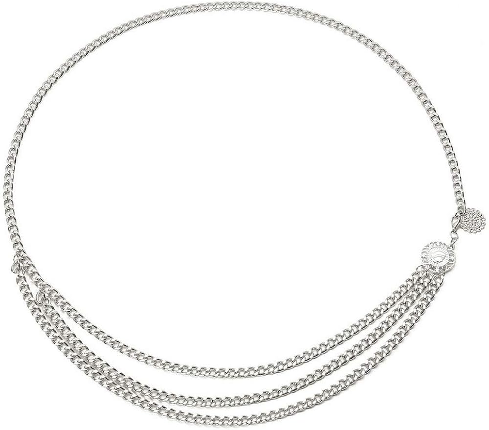 Womens Chain Belt (Silver) at Amazon Women’s Clothing store