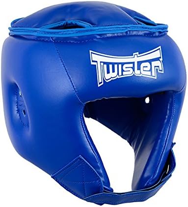 Twister Competition Boxing Muay Thai MMA Sparring Head Protection Headgear without Cheeks (BLUE, L)