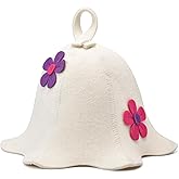 Halsa Sauna Hat, Natural Wool Sauna Cap for Men and Women | Flowers | Eco-Friendly Insulating Headgear for Spa, Steam Room, Banya, Bathhouse | Comfortable, Breathable, Handmade | One Size Fits All