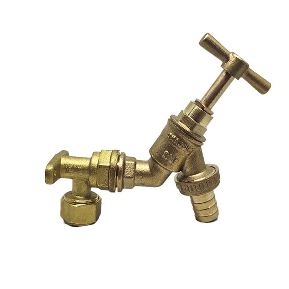 Outdoor Tap, 1/2" Standard Garden Brass Hose Union Bib Tap with Wall Plate Fixture for Car Washing ana Irrigation