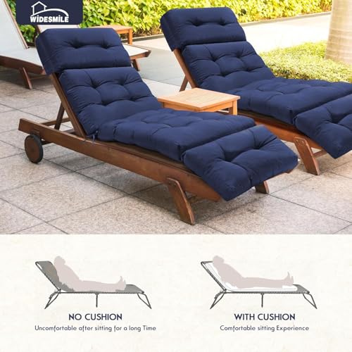 widesmile Sun Lounger Cushion Only Replacement Waterproof 189x58x12 cm Thicken Garden Sunlounger Cushions with Non-Slip Seat Pads for Indoor Outdoor Patio Reclining Chair, Blue fx