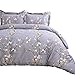 Bedsure Duvet Cover Set King Dark Grey Plum Blossom Pattern Comforter Cover 3 Pieces(104x90 inches) Soft Microfiber