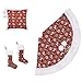 Traditional Red Green White Knitted Christmas Pillow Covers with Fluffy Balls, 18x18 Inch, Themed with Tree Skirt (Not Included)