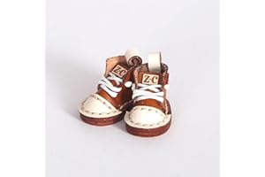 XiDonDon Doll Shoes High Top Handmade Leather Shoes for Ob11,Body9,GSC,Small 1/12bjd Ball Joint Doll Accessories (Brown)