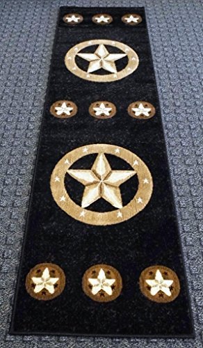 Texas Star Runner Area Rug Black Skinz Design #78 (2ftx7ft1in.)