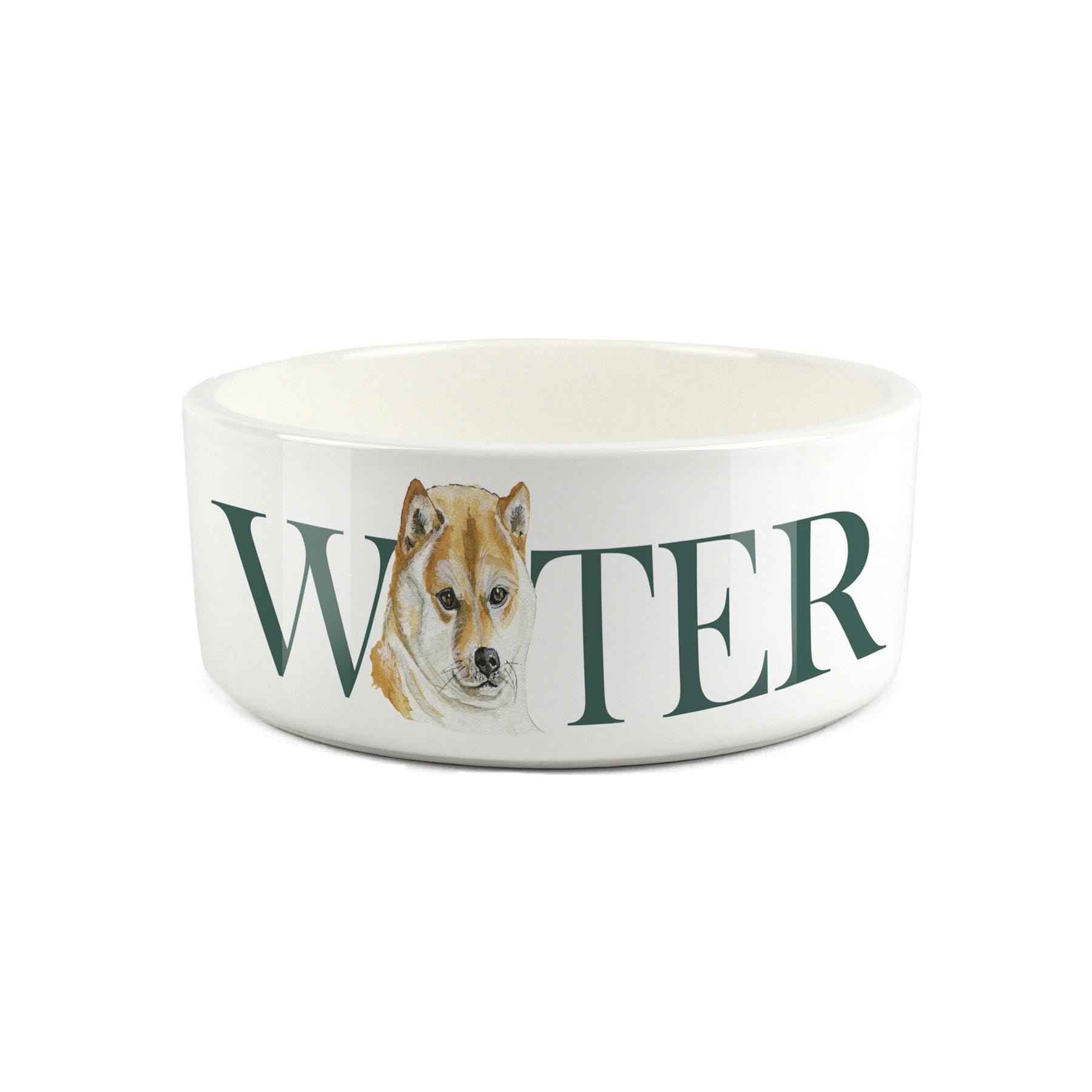 Shiba Inu Pet Bowl - Painted Dog Portrait by Rhianon Chauncey - Large Ceramic Dog Water Bowl/Dish Gift for Dogs