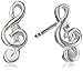 Amazon Collection Sterling Silver Treble Clef Necklace and Earrings Jewelry Set, 18