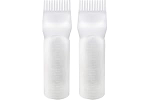 Yebeauty 2 Pack 6 Ounce Hair Dye Bottle Applicator Brush Root Comb Bottle with Graduated Scale - White