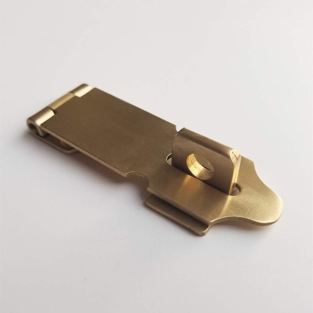 Runningfish Solid Brass Padlock Hasp, Heavy Duty Door Clasp, Safety Lock Latch for Antique Modern Furniture Drawers Cabinet Doors (3 Inch, Brass Tone) - - 