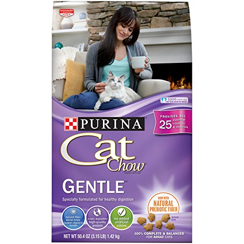 Purina Cat Chow Gentle Adult Dry Cat Food - Four (4) 3.15 lb. Bags