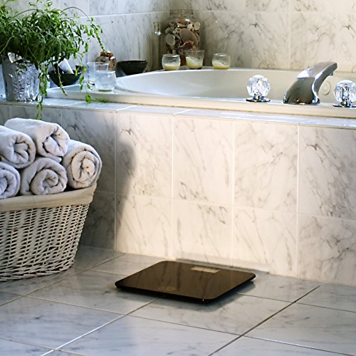 Gold’s Gym Digital Tempered Glass Bathroom Body Weight Scale Highly Accurate LBS or KG, up to 400 Pounds Non Slip, Portable, Black - Thumbnail 3