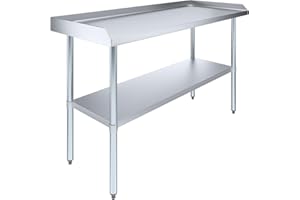 AmGood Commercial Work Table with Backsplash and Sidesplashes | Height: 35" | Stainless Steel Prep Table for Kitchen, Restaurant, Garage, Laundry | NSF (60" Long x 24" Deep)