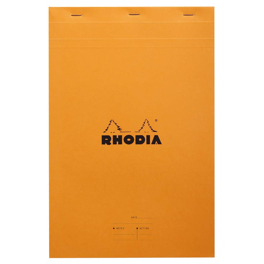 RHODIA 19400C - Stapled Notepad Meeting N°19 Orange - A4+ - Pre-Printed Date/Notes/Action - 80 Detachable Sheets - White Clairefontaine Paper 80 g/m - Soft and Resistant Cover - Basics