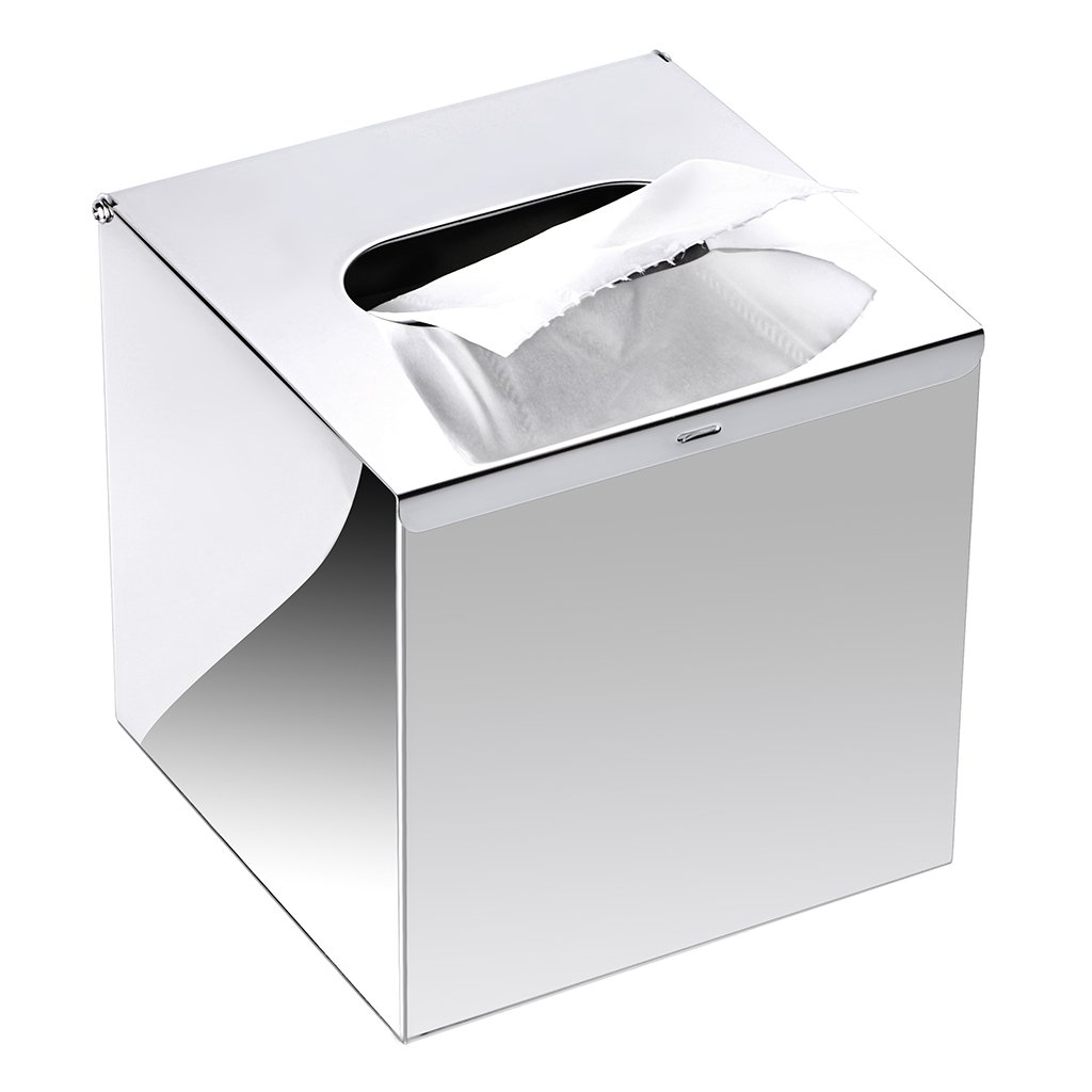 Photo 1 of Sumnacon Square Stainless Steel Tissue Box Cover - Wall Mounted Stylish Paper Facial Cover, Modern Metal Tissue Box Holder for Bedroom/Bathroom/Vanity/Countertop/Dresser/Night Stand/Office/Car, Polish