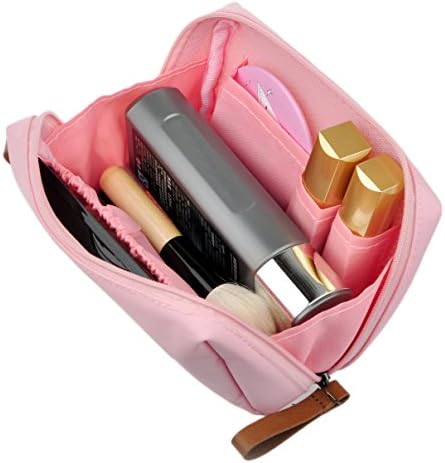 Handy Beauty Cosmetic Makeup Bag Case Pouch Handbag Multifunctional Portable Mini Double Deck Layer Carry On Travel Toiletry Bag Case For Women Girls, Pink