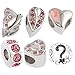 Pink Rhinestone Charms for European Charm Bracelets Stainless Steel Butterfly Hearts