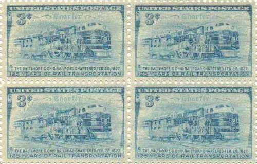 Three Stages of Rail Transportation Set of 4 X 3 Cent Us Postage Stamps Scot #1006a