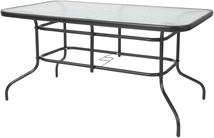 glass top patio table with umbrella hole