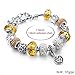 Long Way® Silver Plated Snake Chain Glass Crystal Beads Heart Charm Bracelet for Women (Yellow)