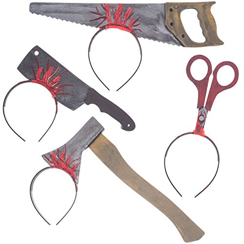 Zombie Themed Party Costumes - Prextex 4 Piece Halloween Horror Hair Bands Best Zombie Headbands Halloween