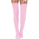 Leoparts Women's Cable Knitted Thigh High Boot Socks Extra Long Winter Stockings Over Knee Leg Warmers