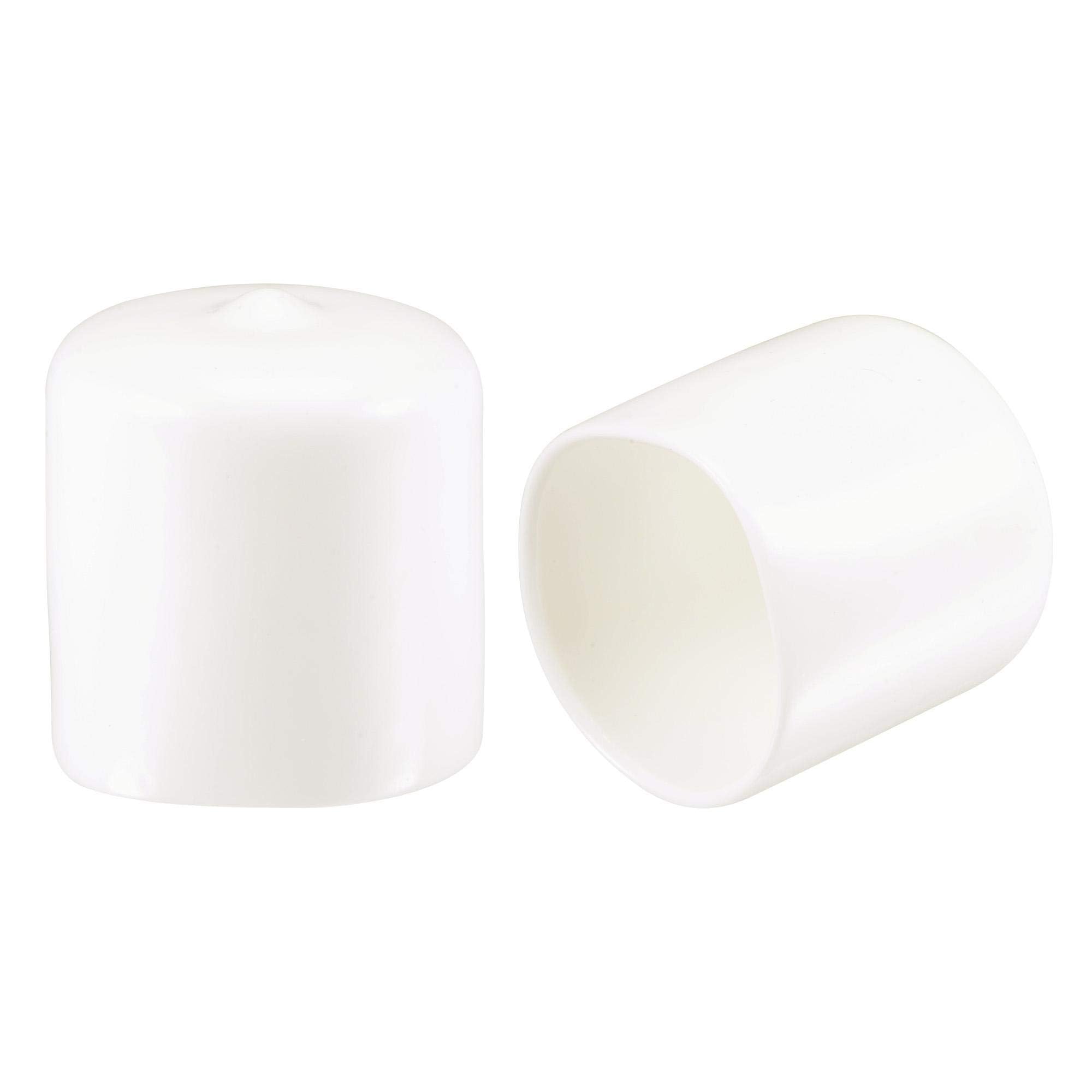 TA-VIGOR 50Pcs Rubber End Caps, 25mm ID Round Flexible Screw End Caps Thread Protectors, White Vinyl Bolt Covers Rubber Covers for Screws, Tubes, Cables, Wires, etc — image 1