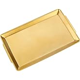 SANQIAHOME 15.8" x 9.5" Gold Serving Tray, Stainless Steel Platter | Heavy-Duty Chip &amp; Scratch Resistant Build - Dishwasher, Oven &amp; Freezer Safe