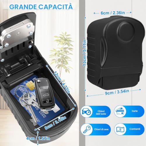 ENONEO Key Safe Box Large External Key Safe 4 Code Waterproof Key Box Combination with 2 Emergency Keys Self Check In Key Box for Home School Factory