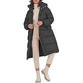 Fazortev Women's Long Puffer Jacket Stand Collar Zip Baggy Down Coats with Side Pockets Outwear