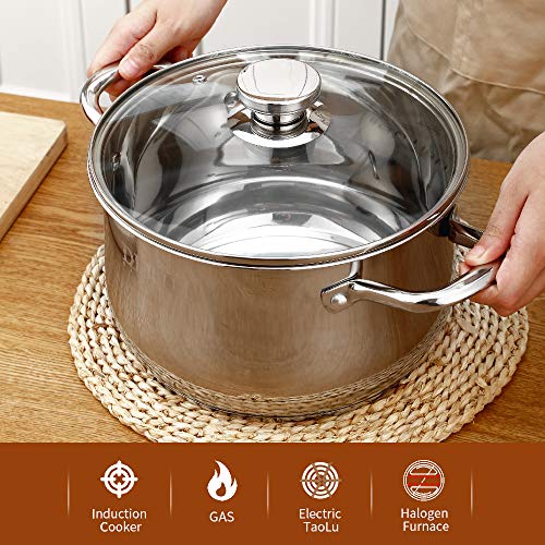 Stock Pot with Lids,DERUI CREATION 5 Quart Food Grade SUS 304 Stainless