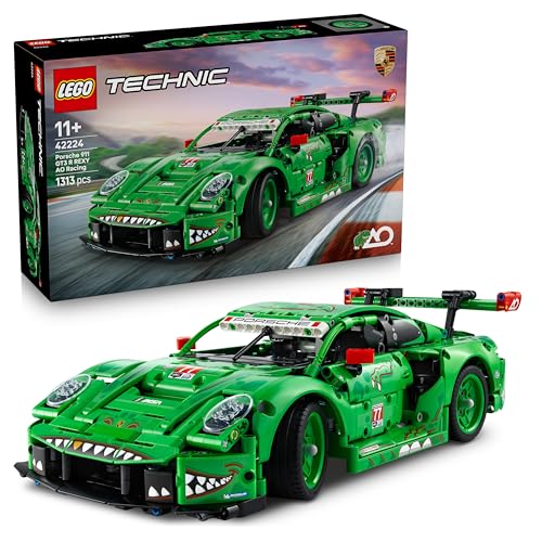 Technic Porsche 911 GT3 R Rexy AO Racing Rennwagen - Porsche Modellauto - Rennwagen zum Sammeln und Ausstellen - Porsche Modell Bauset ab 11 Jahren - Geschenk für Kinder & Autofans - 42224