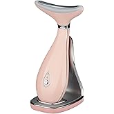 VRAIKO Lily Neck Face Massager, Face Sculpting Tool, Skin Rejuvenation Device with Thermal, Triple Action LED and Vibration, for Anti-Aging, Lifting and Tightening Sagging Skin (Pink)