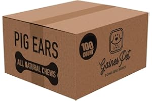 GAINES FAMILY FARMSTEAD PREMIUM PET PRODUCTS USA Gaines Pet Pig Ears for Dogs – All-Natural Whole Ears – No Additives or Hormones, Rawhide Alternative, Supports Dental Health, Easily Digestible Treat for Small to Large Dogs, 100 Count