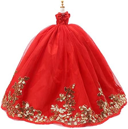 yhdcc44 4 Color Optional Doll Set,Doll Dress With Veil Wedding Party Decoration Floral Sequins Lace Bowknot Beauty Exquisite Kids Children Gift